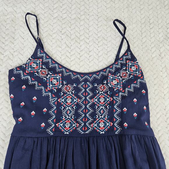 Maurices Navy Blue Embroidered Midi Dress - Picture 2 of 9